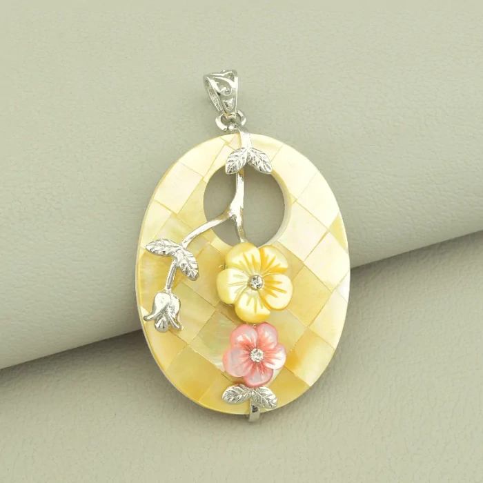 🏷️️ Кулон квіти перламутр 50x35мм. ss_103853