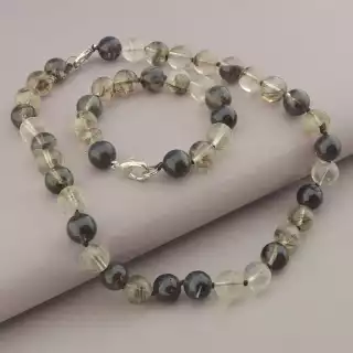 Намисто + Браслет Кварц, Гірський кришталь 46 см