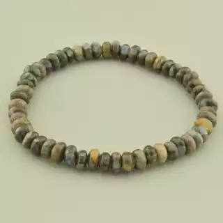 Браслет резинка з яшмою на гумці (18 см, коричнево-блакитний)