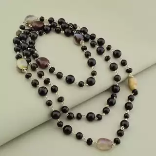 Намисто довге Агат, Чеський кришталь 120 см