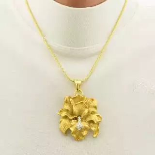 Підвіска+Сережки Фіаніт 41 см Abella (позолота 18к)