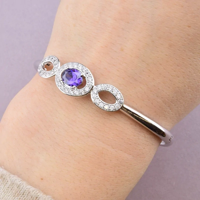 🏷️️ Браслет шарнірний Xuping Фіаніт (родій) ss_48845