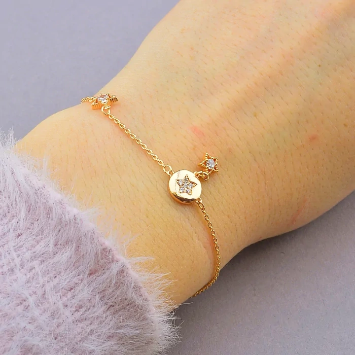 🏷️️ Браслет з карабіном Xuping Фіаніт 15 см (позолота 18к) ss_73041