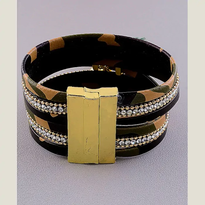 🏷️️ Браслет на магнітній застібці Сrystal 19 см шкірозамінник ss_51478