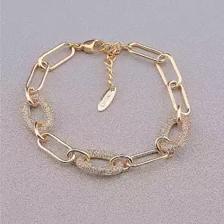 Браслет з карабіном Xuping Фіаніт 18 см (позолота 18к)