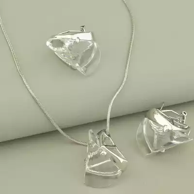 🏷️️ Підвіска + Сережки Фіаніт 46 см. F-100782