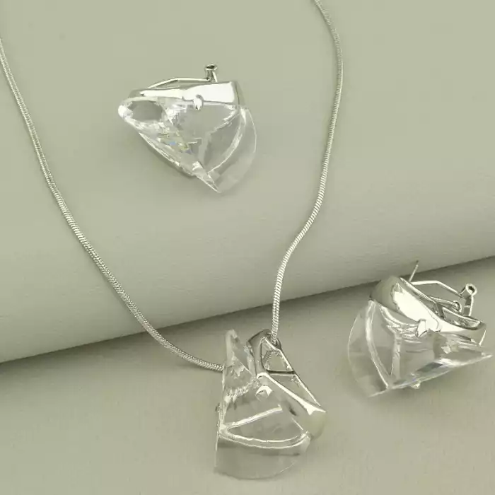 🏷️️ Підвіска + Сережки Фіаніт 46 см. ss_100782