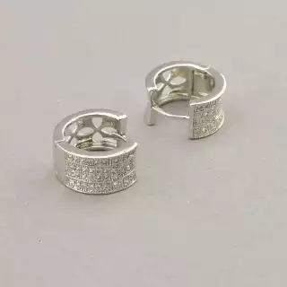 Сережки кільця Pataya Фіаніт (родій)