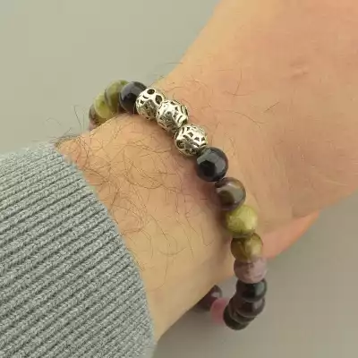 🏷️️ Браслет резинка Турмалін 22 см. F-101696