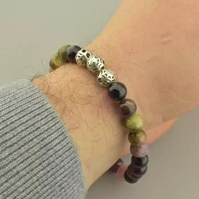 🏷️️ Браслет резинка Турмалін 22 см. ss_101696