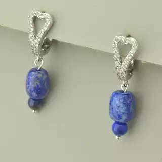 Сережки з англійським замком Лазуріт (родій)