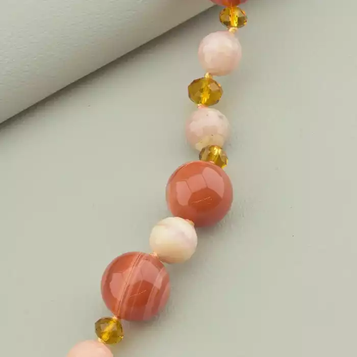 🏷️️ Намисто Сердолік, Опал, Чеський кришталь 54 см. ss_94502