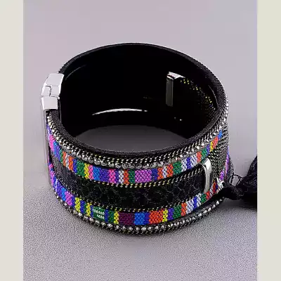 🏷️️ Браслет з магнітною застібкою Сrystal 19 см шкірозамінник F-18482