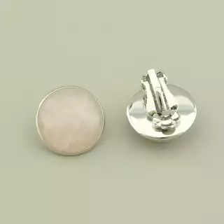 Сережки круглі кліпси Рожевий кварц 18х18