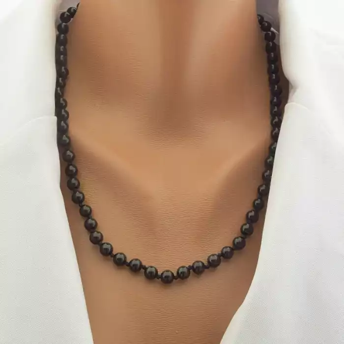 🏷️️ Намисто з турмаліном у сріблі 925 проби (52 см, чорна) ss_104694