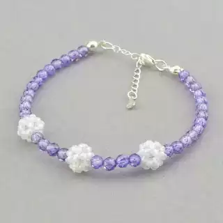 Браслет з карабіном Циркон срібло (925 проба) 18 см.