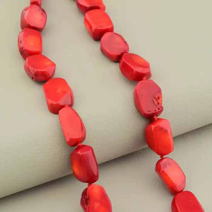 🏷️️ Намисто з коралів (46 см, карабін, червоний, срібний) ss_104994