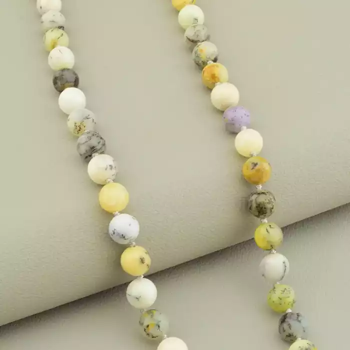 🏷️️ Намисто опал (47 см, карабін, сталь, 8,5 мм, рожевий, сірий, срібний) ss_105201