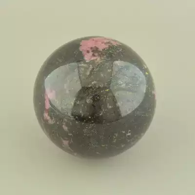 🏷️️ Куля родоніт (61х61 мм, одиничний екземпляр, рожевий, чорний) F-105408