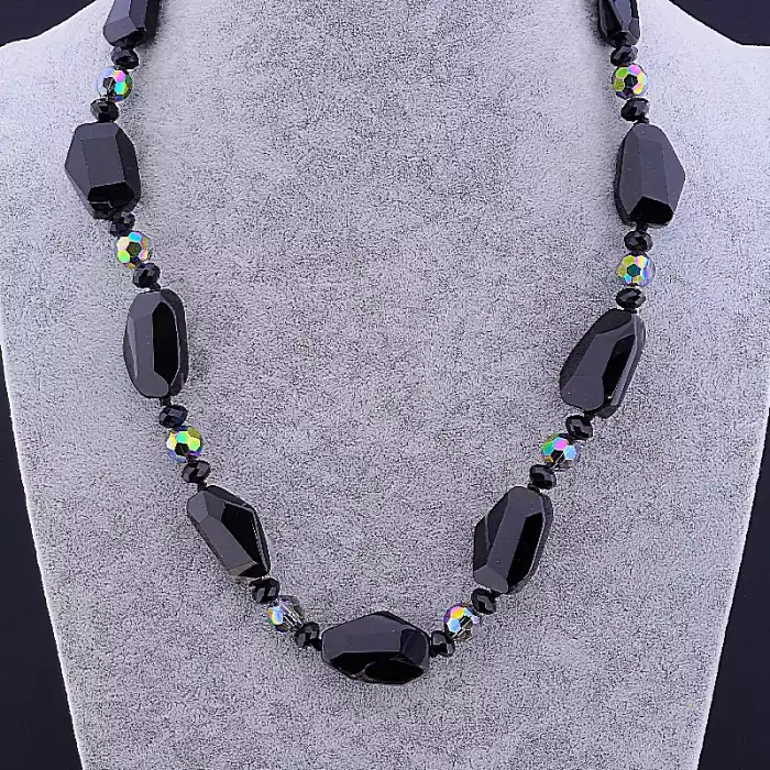 🏷️️ Намисто Агат, Чеський кришталь 60 см ss_82170