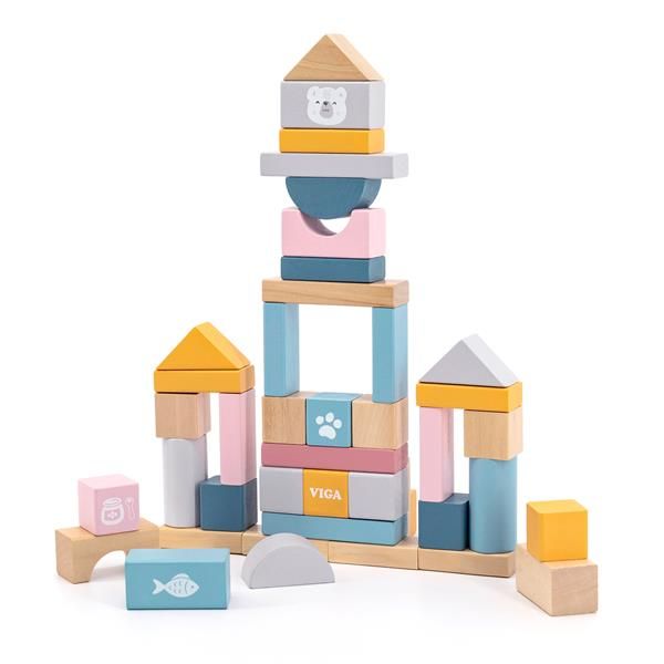 Дерев'яні кубики Viga Toys PolarB Пастельні блоки, 60 шт., 2,5 см (44010) 44010 44010