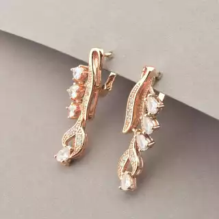 Сережки англійський замок Pataya Фіаніт (позолота 18к)