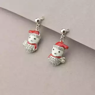 Сережки новорічні пусети Фіаніт Xuping (родій)