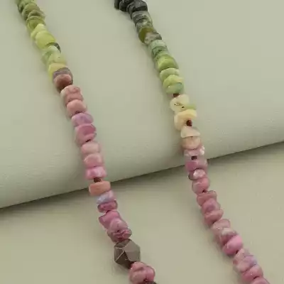 🏷️️ Намисто Турмалін, Гранат 47 см. (срібло 925 проба) F-101597