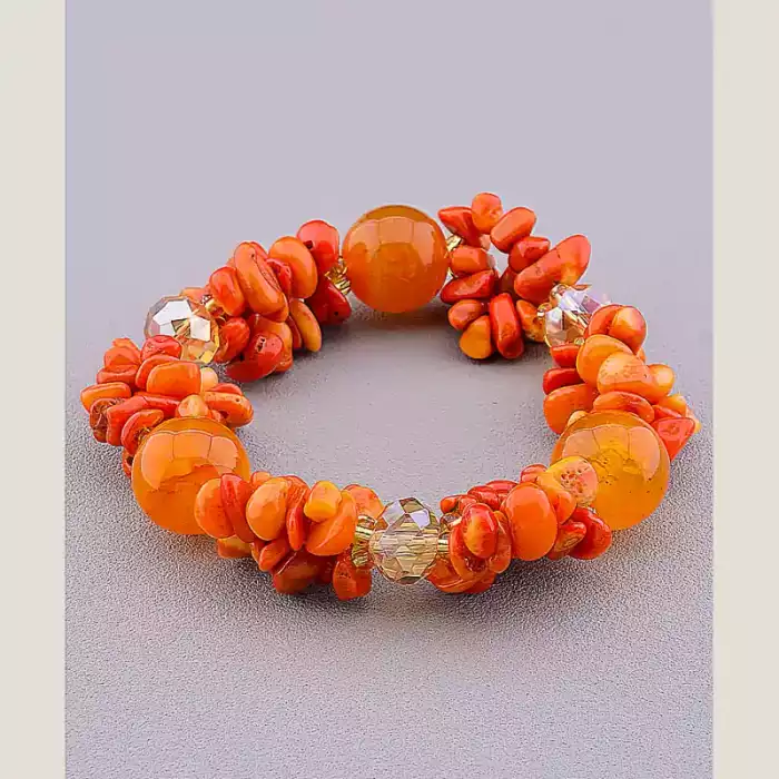 🏷️️ Браслет резинка Корал, Чеський кришталь 18 см ss_77294