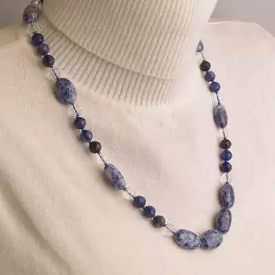 🏷️️ Намисто Содаліт, Лазурит, Гірський кришталь 55 см. F-94503