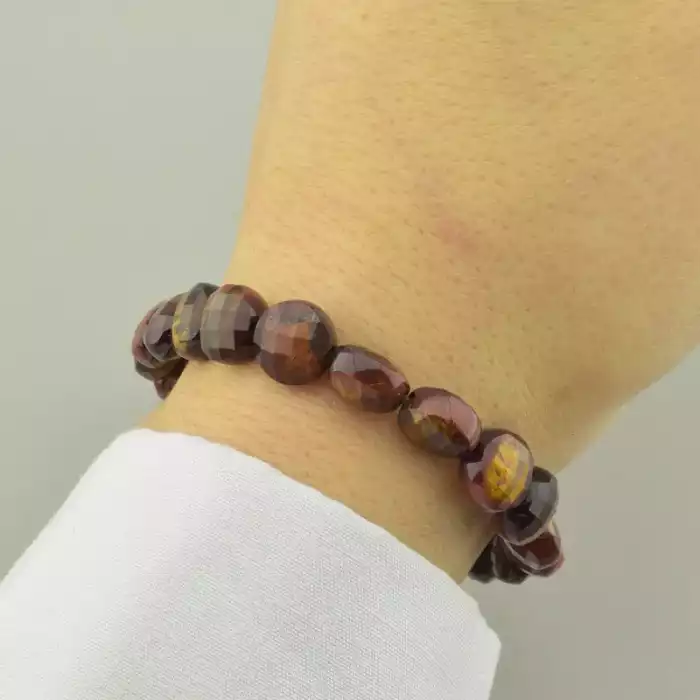 🏷️️ Браслет резинка Бичаче око, Тигрове око 18 см. ss_94605