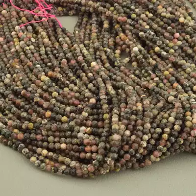 🏷️️ Намистини Родоніт 40 см. 3,4 мм. на нитці (натуральне каміння, без застібки) F-103855