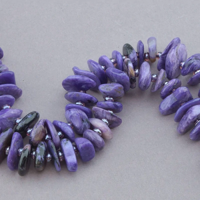 🏷️️ Нитка Чароит 40 см. (без замка) ss_88974