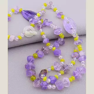 Намисто Аметист, Чеський кришталь, Жадеит 71 см