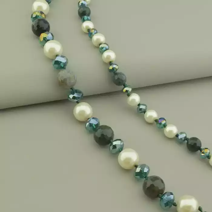 🏷️️ Намисто Яшма, Майорка, Чеський кришталь 50 см. ss_97221