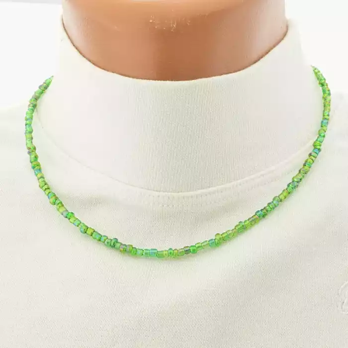 🏷️️ Підвіска з бісеру (41 см, зелений і жовтий, гранований камінь) ss_104795