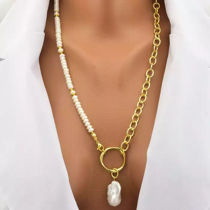 🏷️️ Підвіска Перли (58 см, з карабіном) (позолота 18к) ss_104895