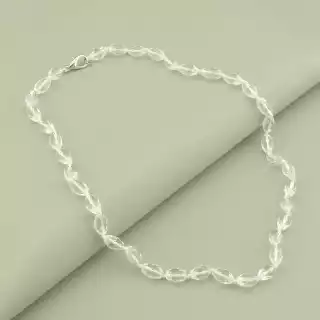 Намисто гірський кришталь (47 см, карабін, сталь, 11х7 мм, кришталевий, срібний)