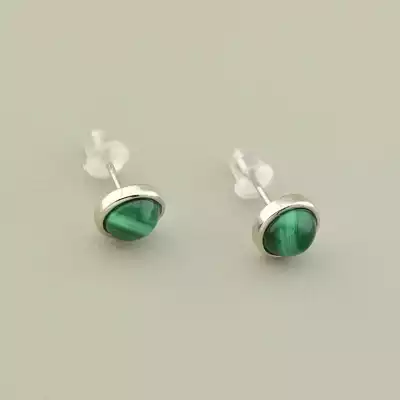 🏷️️ Сережки крулі пусет Малахіт 8х8 (родій) F-106118