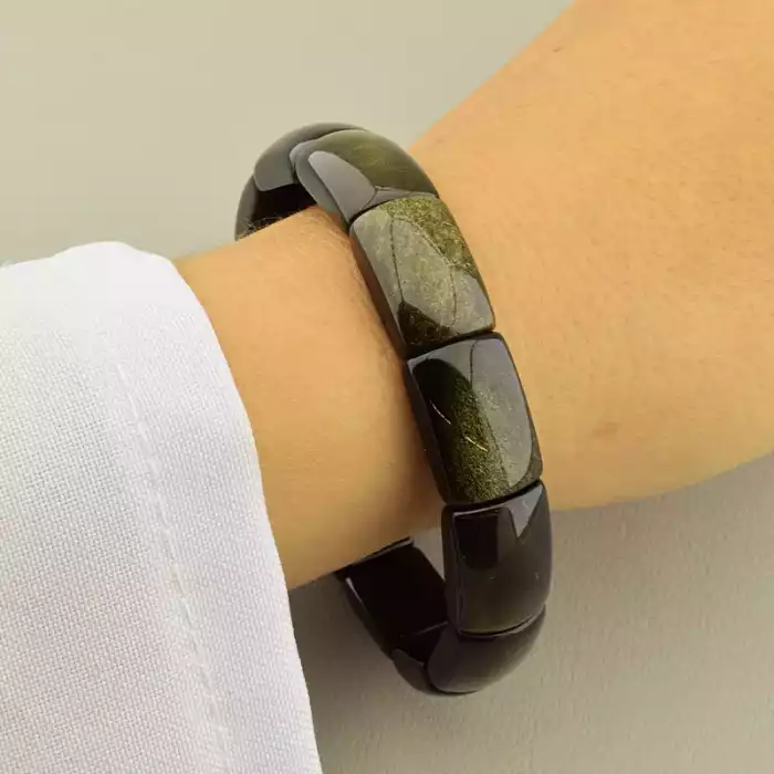 🏷️️ Браслет на резинці Обсідіан 19.5 см ss_106219