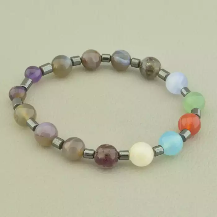 🏷️️ Браслет резинка Самоцвіти 17 см. ss_98613