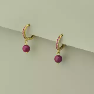 Сережки кільця (конго) Котяче око (позолота лимонна 18к)