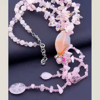 Намисто Рожевий кварц 48 см