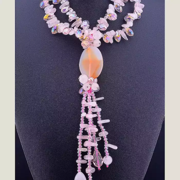 🏷️️ Намисто Рожевий кварц 48 см ss_33845
