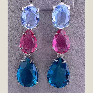 Сережки пусети Juleeze Фіаніт (родій)