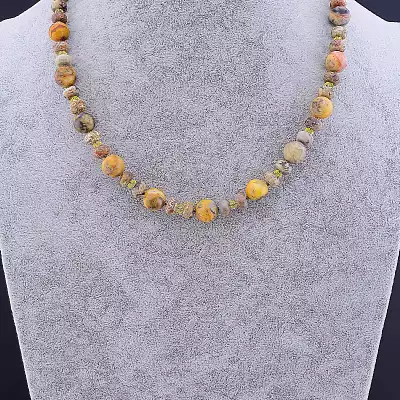 🏷️️ Намисто Яшма, Чеський кришталь 48 см F-82714