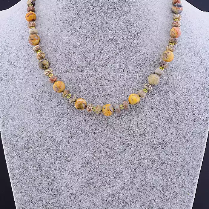 🏷️️ Намисто Яшма, Чеський кришталь 48 см ss_82714