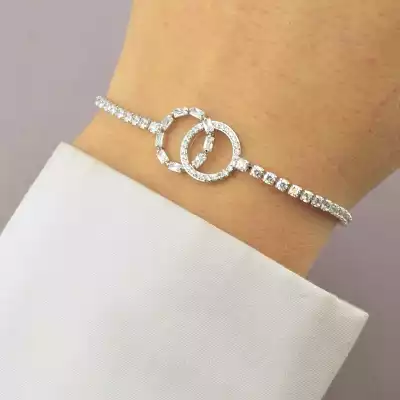 🏷️️ Браслет регульований Saiya Фіаніт 17 см (родій) F-83153