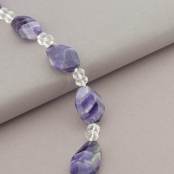 🏷️️ Намисто Аметист, Чеський кришталь 52 см ss_51680