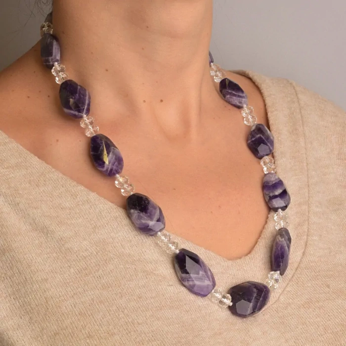 🏷️️ Намисто Аметист, Чеський кришталь 52 см ss_51680